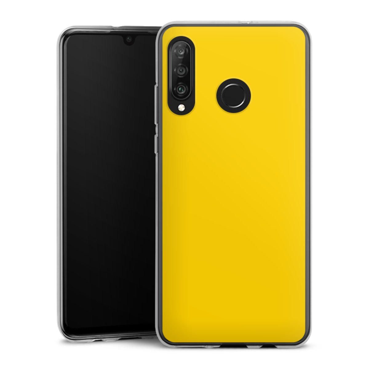 Huawei P30 Lite Handy Silikon Hülle Case transparent Handyhülle Yellow Unicoloured Colour Silikon Case