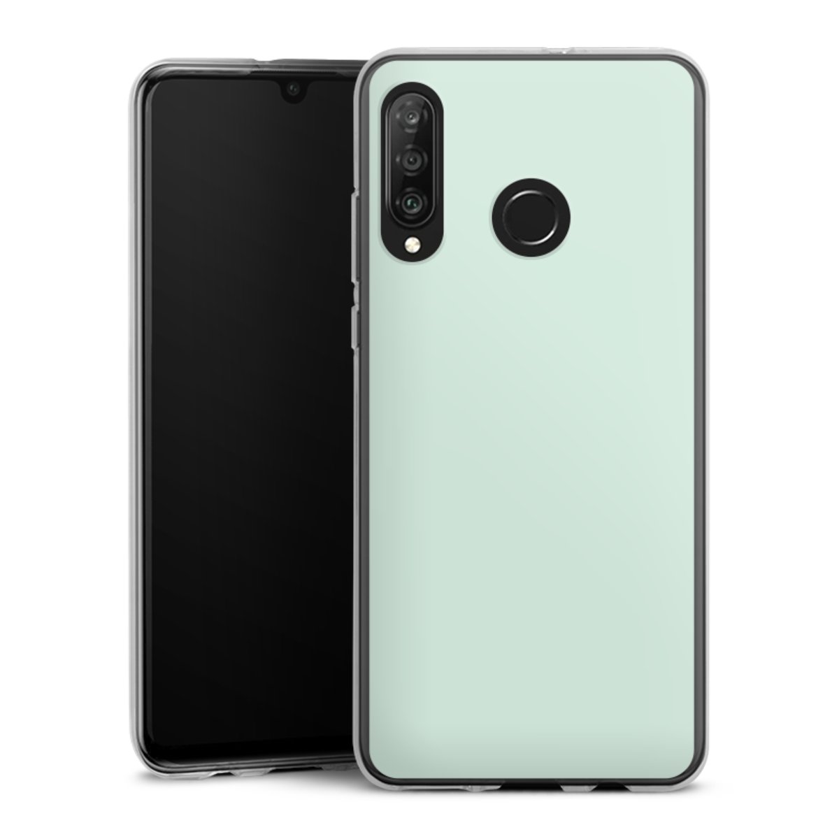 Huawei P30 Lite Handy Silikon Hülle Case transparent Handyhülle Green Unicoloured Mint Silikon Case