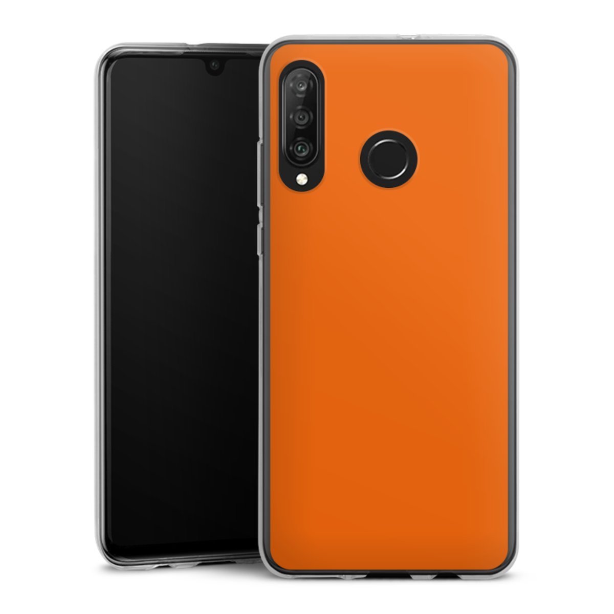 Huawei P30 Lite Handy Silikon Hülle Case transparent Handyhülle Orange Colour Unicoloured Silikon Case