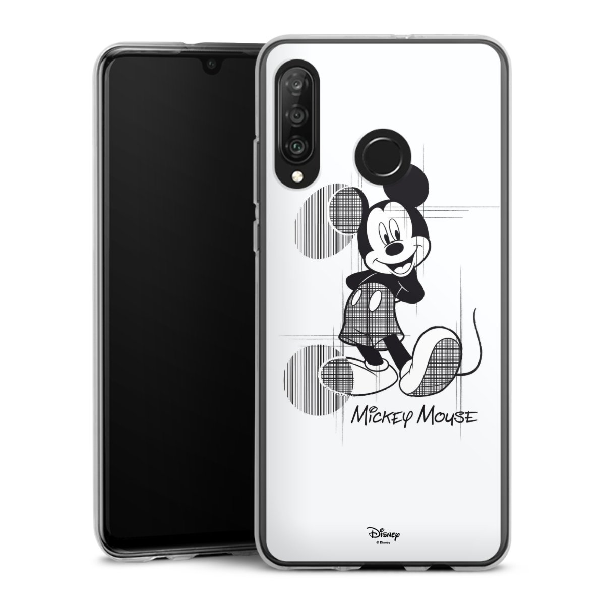 Huawei P30 Lite Handy Silikon Hülle Case transparent Handyhülle Disney Official Licensed Product Mickey Mouse Silikon Case