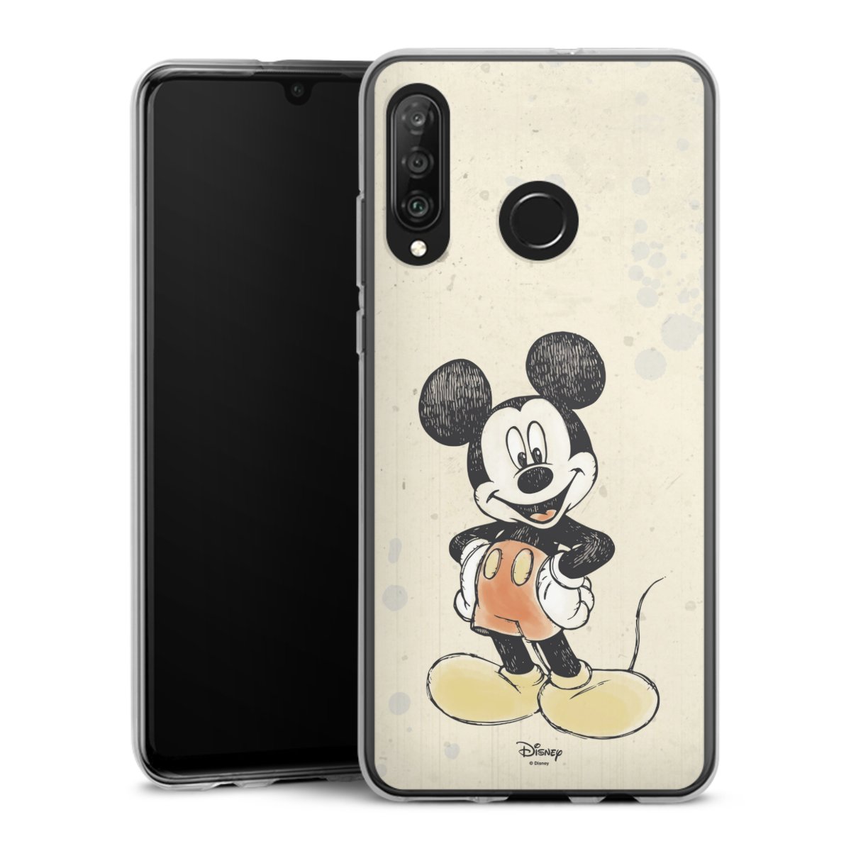 Huawei P30 Lite Handy Silikon Hülle Case transparent Handyhülle Water Colour Mickey & Minnie Mouse Official Licensed Product Silikon Case