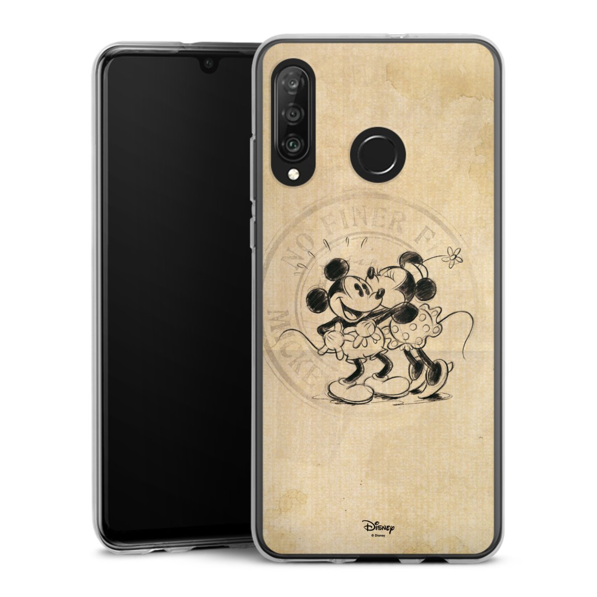 Huawei P30 Lite Handy Silikon Hülle Case transparent Handyhülle Mickey Mouse Vintage Minnie Mouse Silikon Case