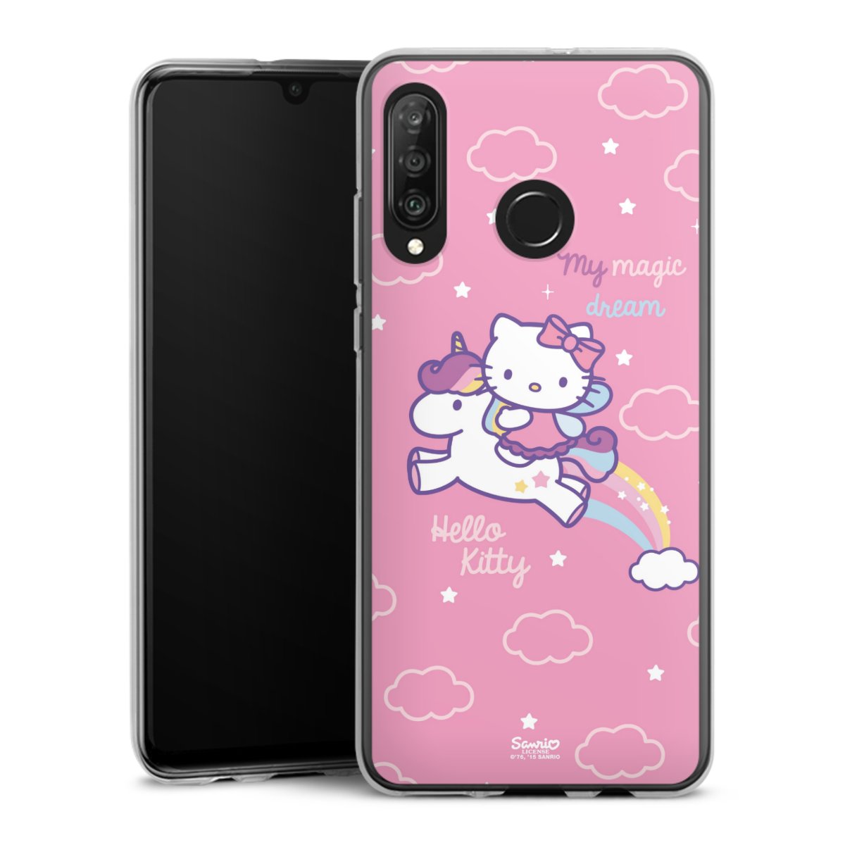 Huawei P30 Lite Handy Silikon Hülle Case transparent Handyhülle Einhorn Official Licensed Product Hello Kitty Silikon Case