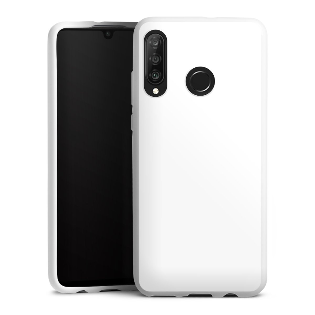 Huawei P30 Lite Handy Silikon Hülle Case weiß Handyhülle Unicoloured Colour White Silikon Case