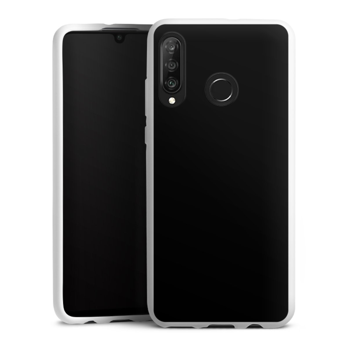 Huawei P30 Lite Handy Silikon Hülle Case weiß Handyhülle Black Colour Unicoloured Silikon Case