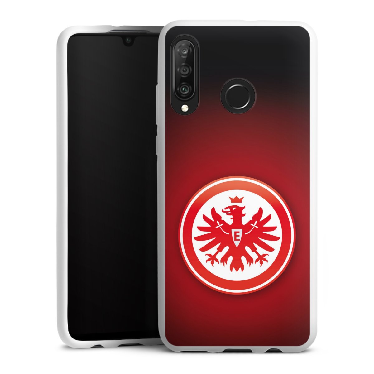 Huawei P30 Lite Handy Silikon Hülle Case weiß Handyhülle Eintracht Frankfurt Official Licensed Product Coat Of Arms Silikon Case