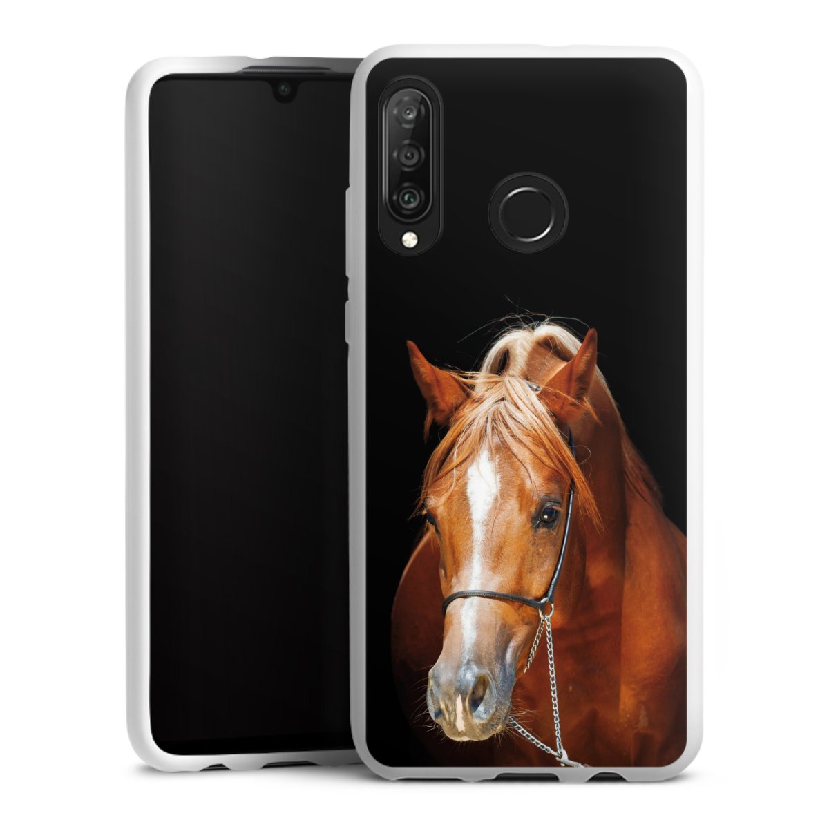 Huawei P30 Lite Handy Silikon Hülle Case weiß Handyhülle Mare Horse Hobby Silikon Case