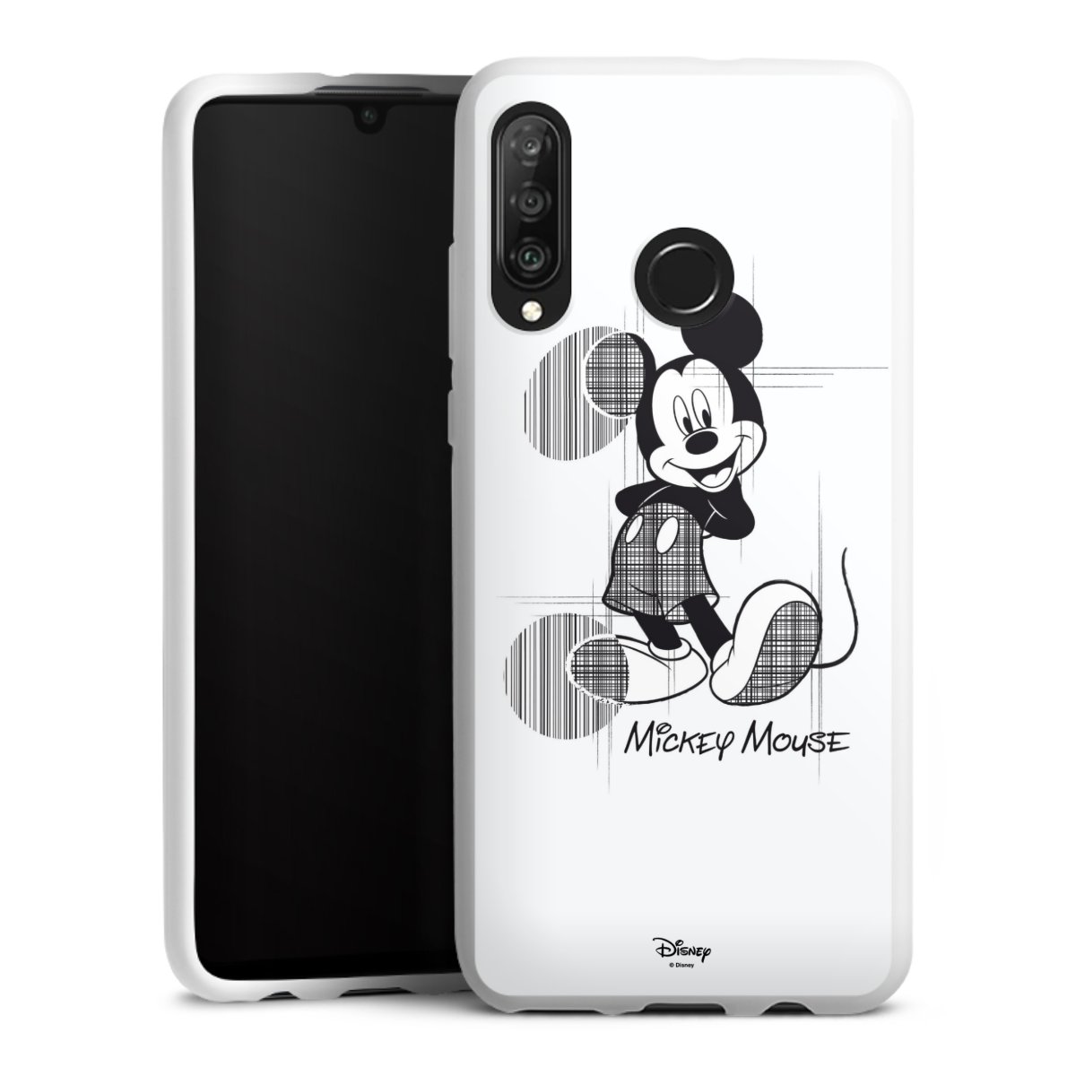 Huawei P30 Lite Handy Silikon Hülle Case weiß Handyhülle Disney Official Licensed Product Mickey Mouse Silikon Case