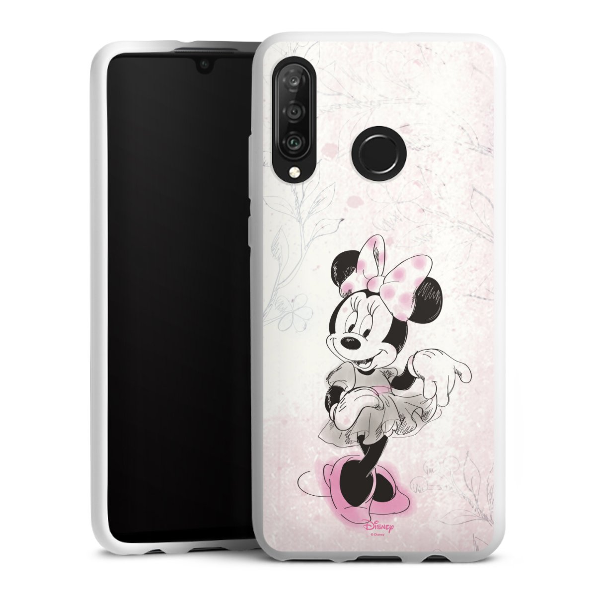 Huawei P30 Lite Handy Silikon Hülle Case weiß Handyhülle Disney Minnie Mouse Vintage Silikon Case