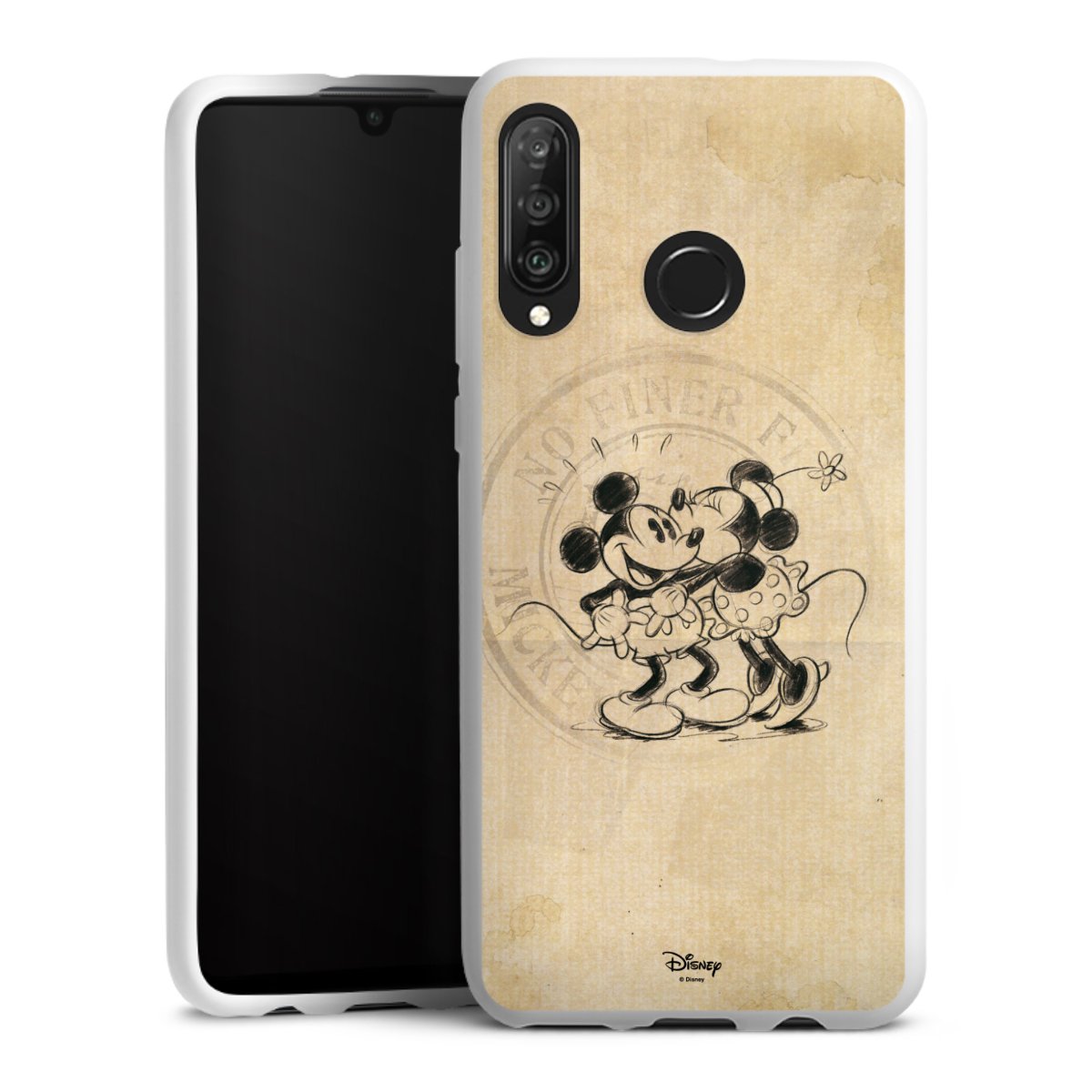 Huawei P30 Lite Handy Silikon Hülle Case weiß Handyhülle Mickey Mouse Vintage Minnie Mouse Silikon Case