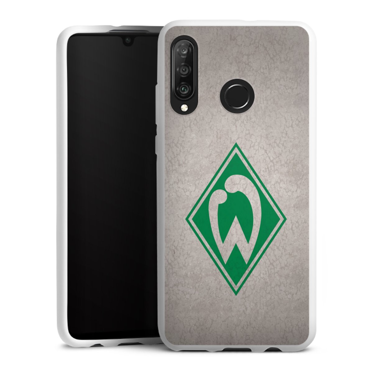 Huawei P30 Lite Handy Silikon Hülle Case weiß Handyhülle Sv Werder Bremen Concrete Official Licensed Product Silikon Case