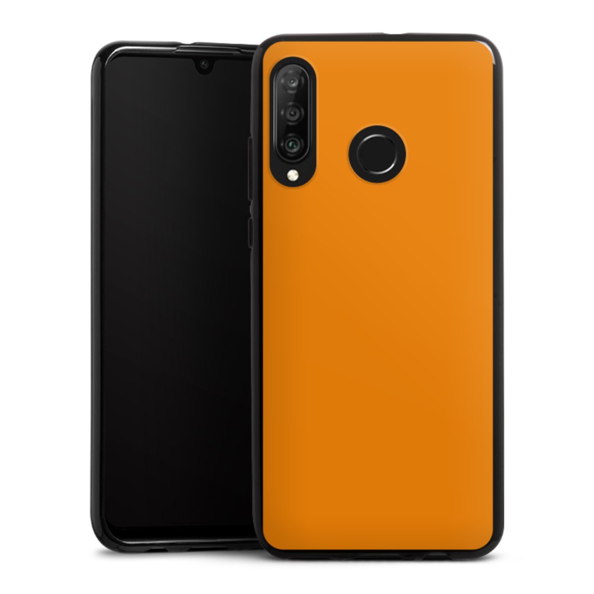 Huawei P30 Lite Handy Silikon Hülle Case schwarz Handyhülle Unicoloured Colour Orange