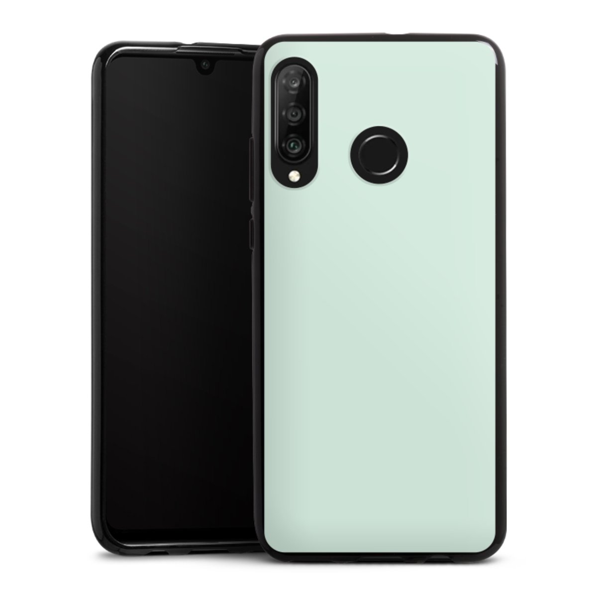 Huawei P30 Lite Handy Silikon Hülle Case schwarz Handyhülle Green Unicoloured Mint