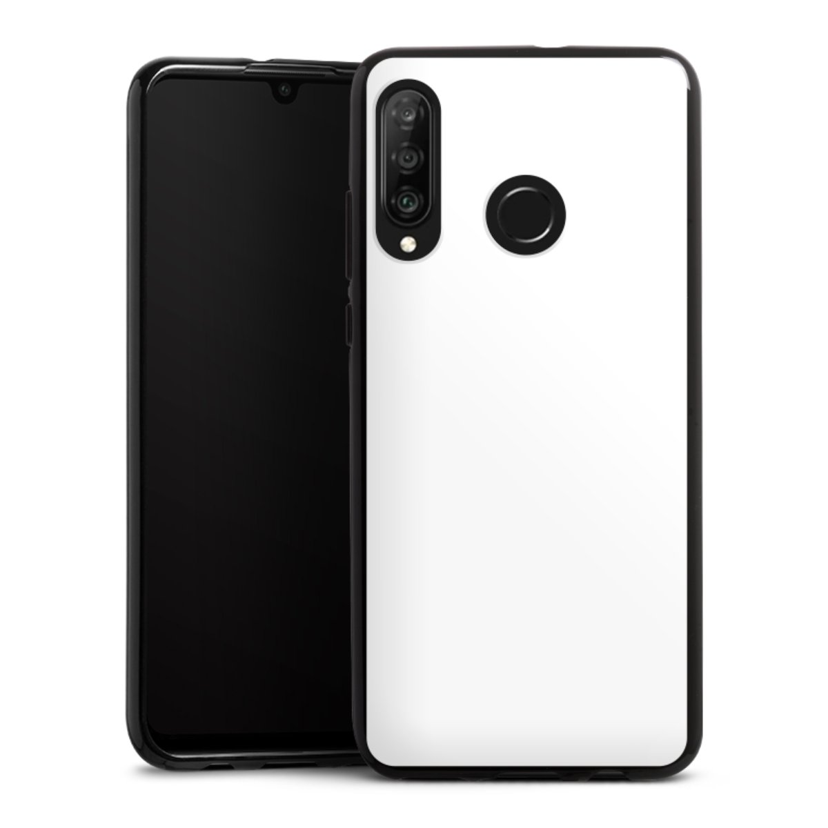 Huawei P30 Lite Handy Silikon Hülle Case schwarz Handyhülle Unicoloured Colour White