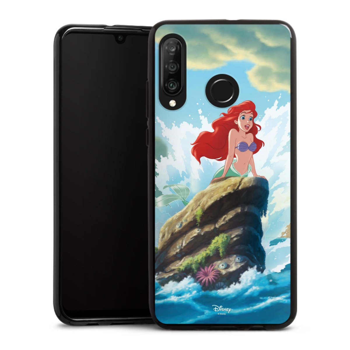 Huawei P30 Lite Handy Silikon Hülle Case schwarz Handyhülle Mermaid Arielle Die Meerjungfrau Official Licensed Product