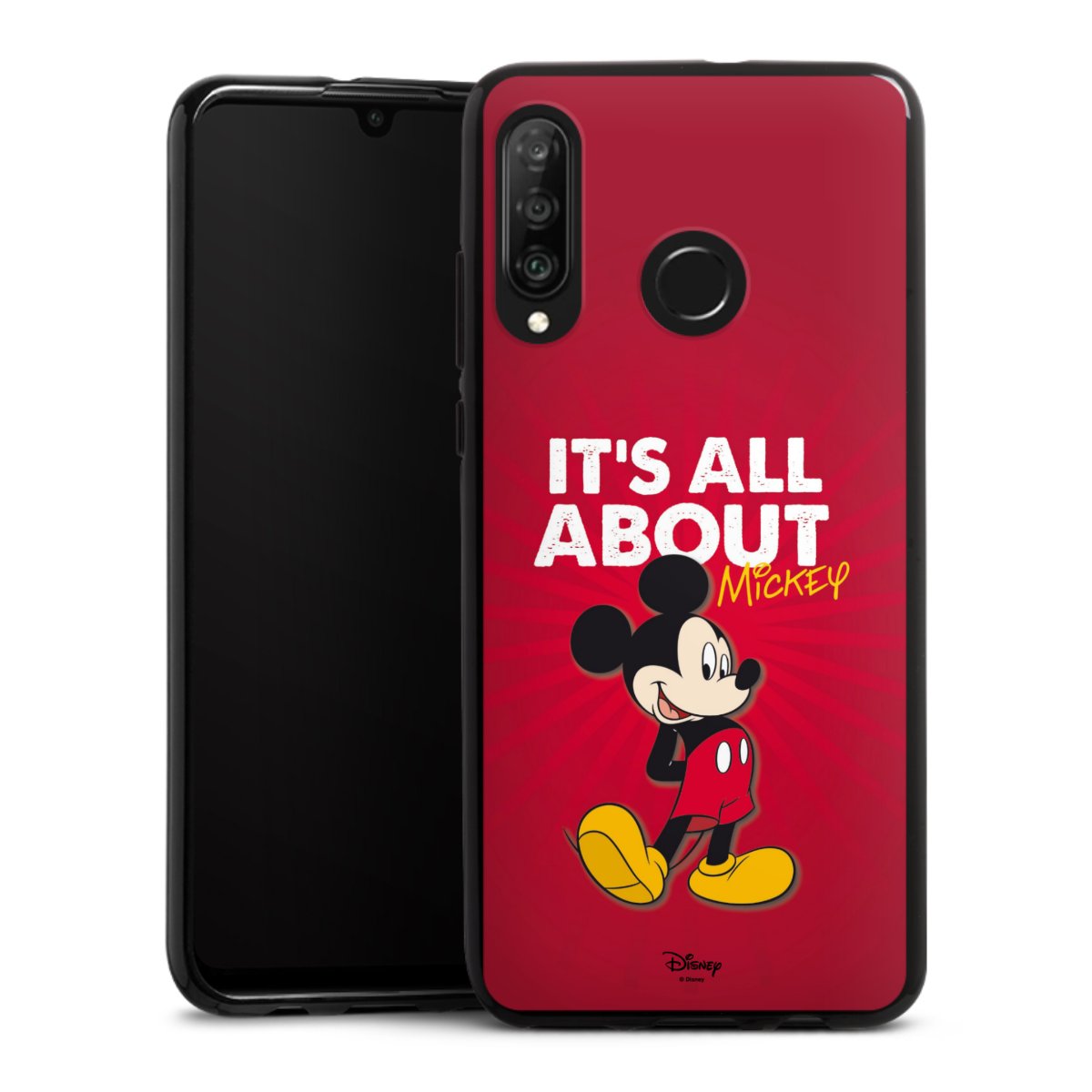 Huawei P30 Lite Handy Silikon Hülle Case schwarz Handyhülle Mouse Disney Official Licensed Product