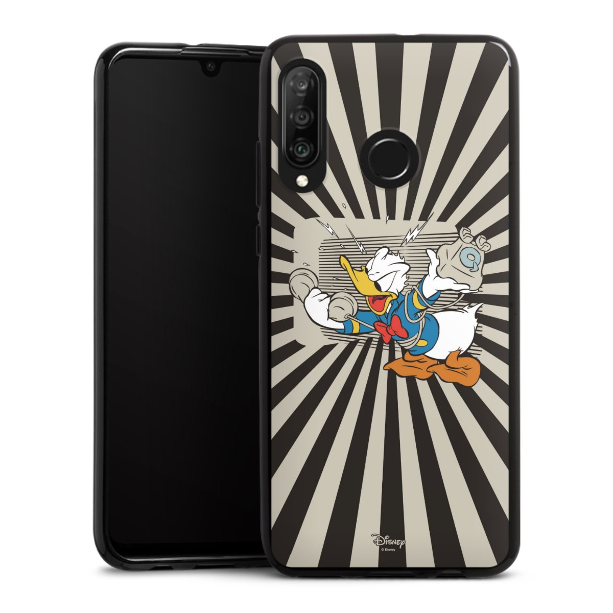 Huawei P30 Lite Handy Silikon Hülle Case schwarz Handyhülle Donald Duck Disney Official Licensed Product