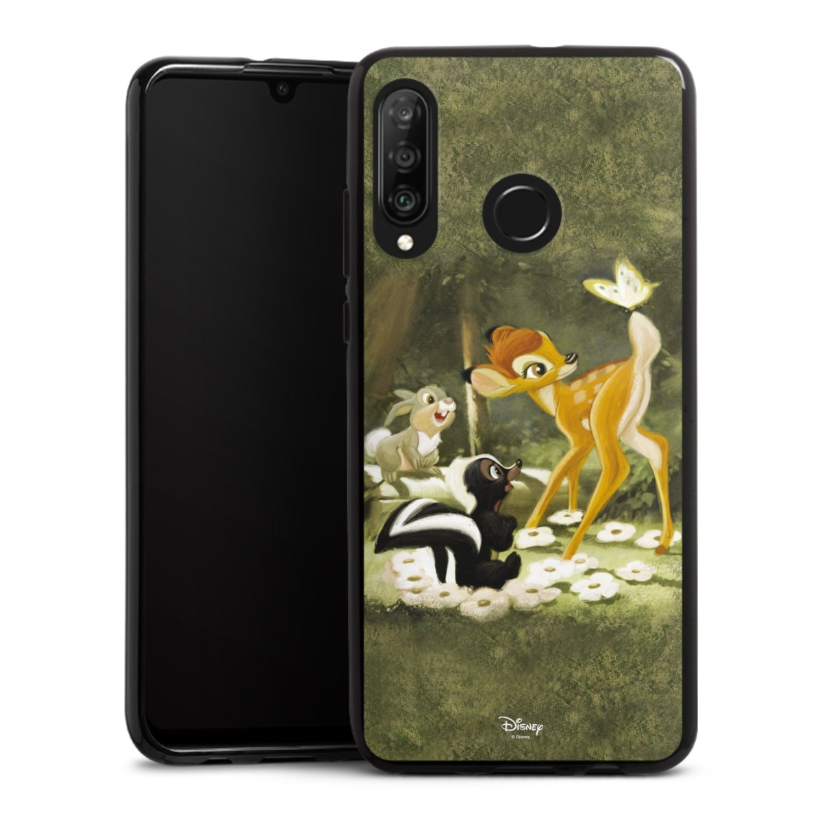 Huawei P30 Lite Handy Silikon Hülle Case schwarz Handyhülle Disney Official Licensed Product Bambi