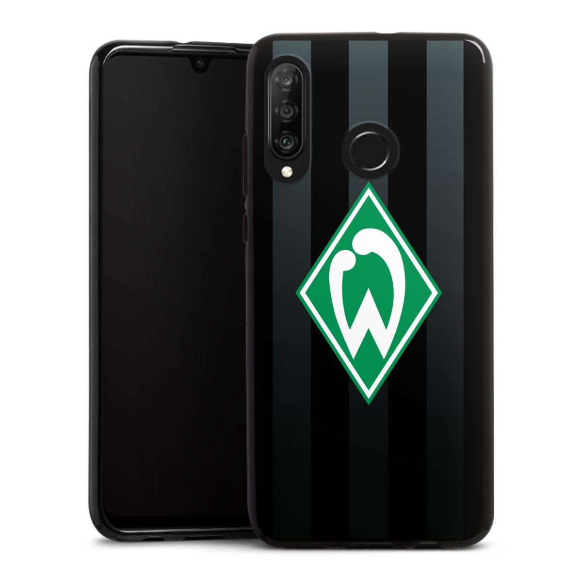 Huawei P30 Lite Handy Silikon Hülle Case schwarz Handyhülle Stripes Sv Werder Bremen Official Licensed Product