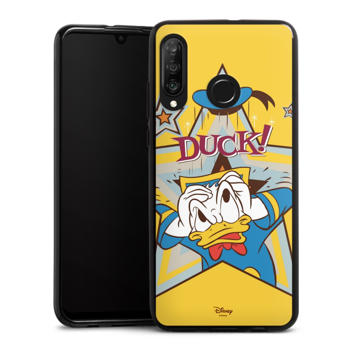 Huawei P30 Lite Handy Silikon Hülle Case schwarz Handyhülle Official Licensed Product Donald Duck Disney