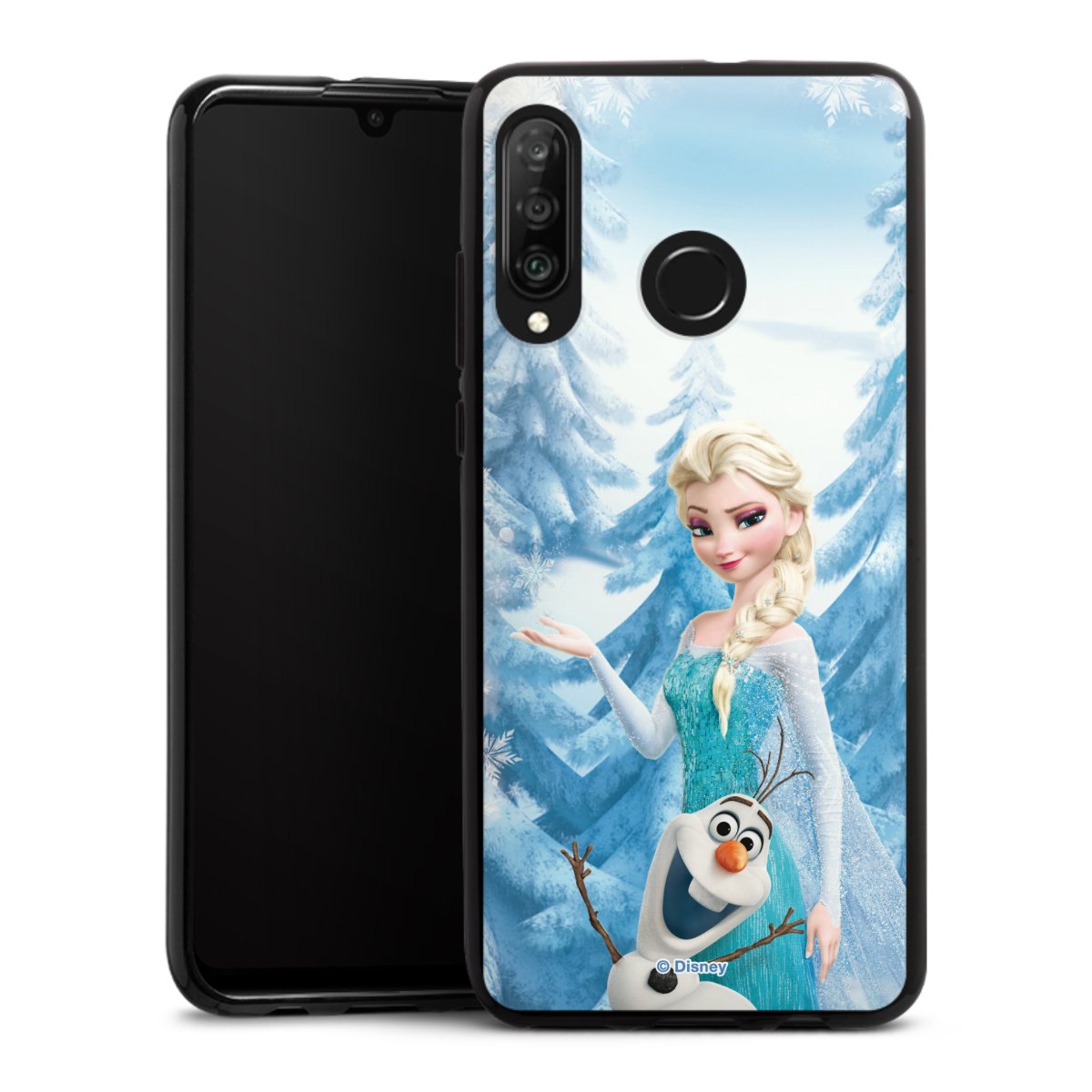 Huawei P30 Lite Handy Silikon Hülle Case schwarz Handyhülle Official Licensed Product Frozen Elsa Disney