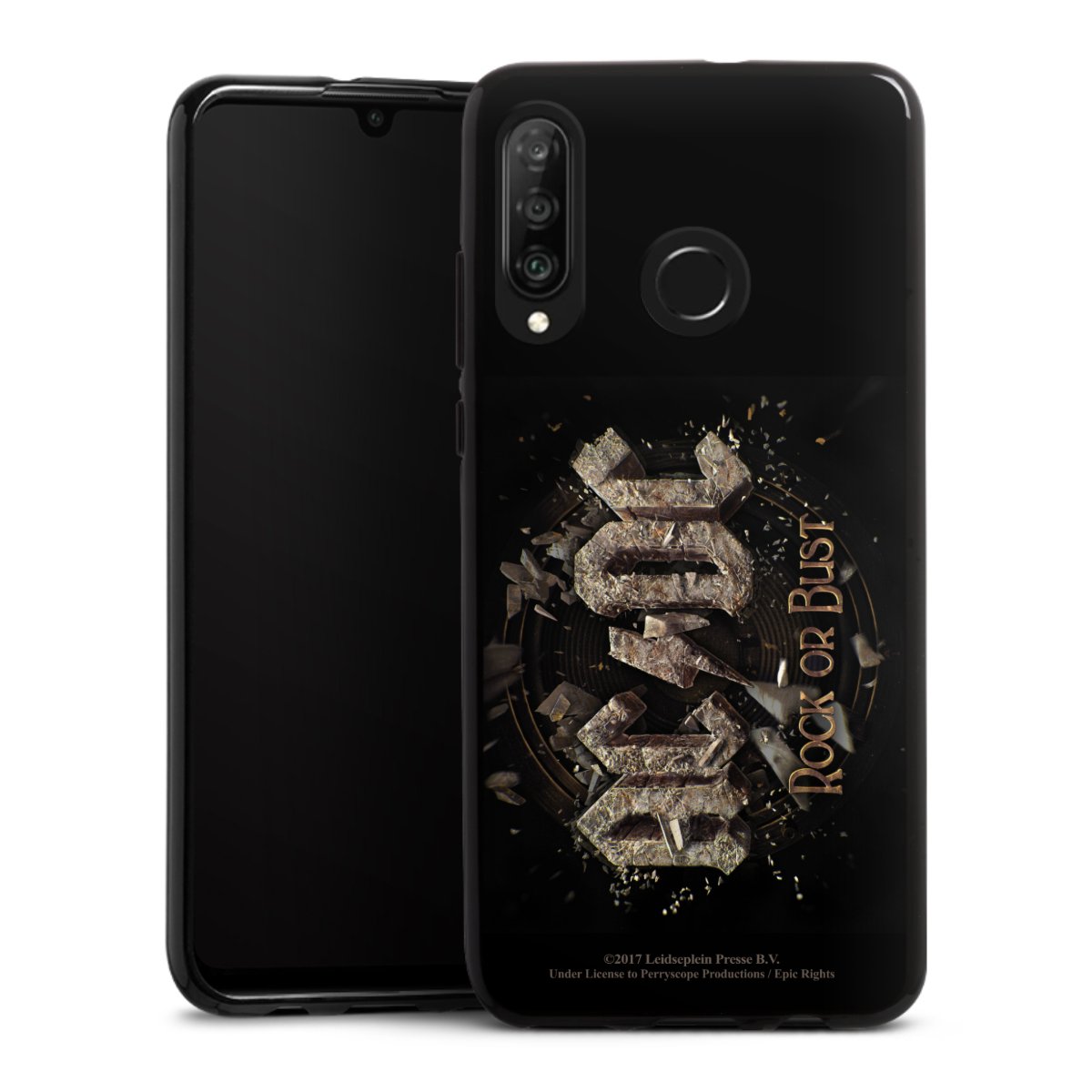 Huawei P30 Lite Handy Silikon Hülle Case schwarz Handyhülle Acdc Official Licensed Product Rock Or Bust