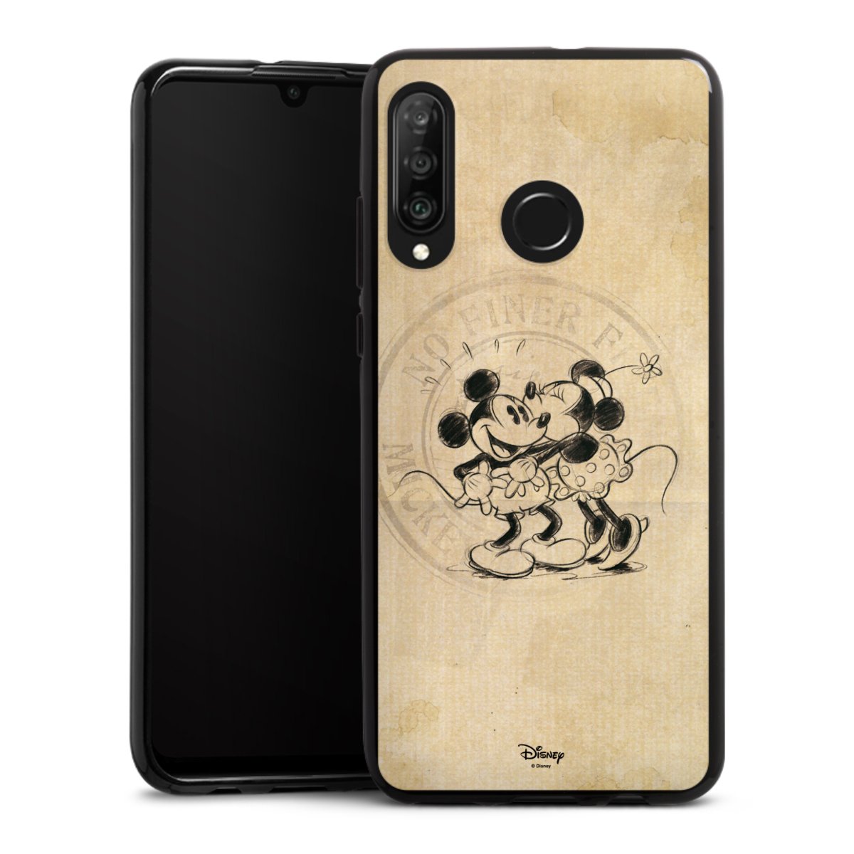 Huawei P30 Lite Handy Silikon Hülle Case schwarz Handyhülle Mickey Mouse Vintage Minnie Mouse