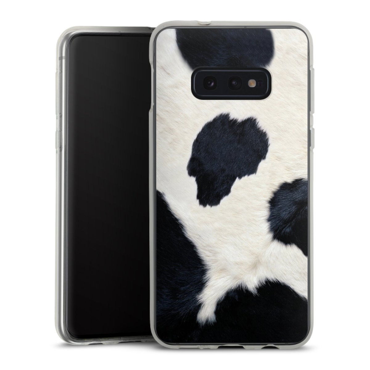 Galaxy S10e Handy Silikon Hülle Case transparent Handyhülle Animal Look Animal Print Cow Skin Silikon Case