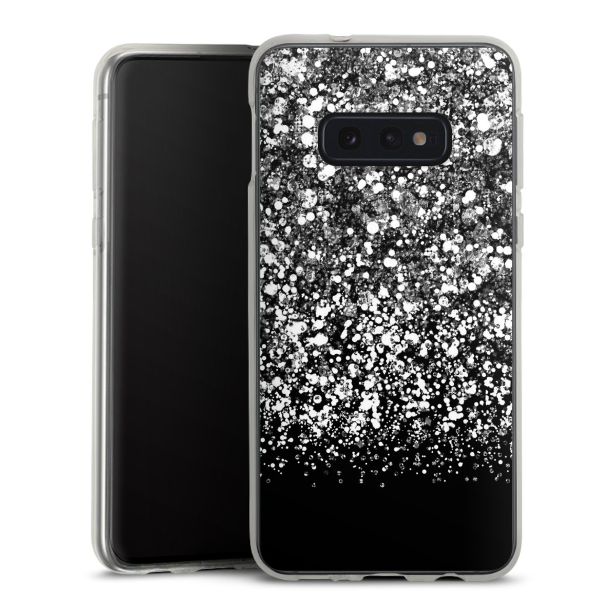 Galaxy S10e Handy Silikon Hülle Case transparent Handyhülle Glitzer Snowflake Muster Silikon Case