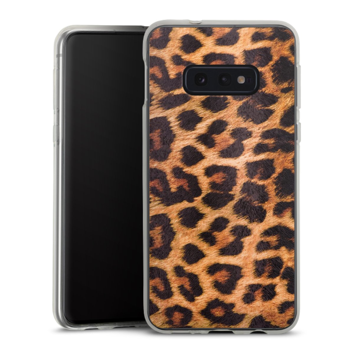 Galaxy S10e Handy Silikon Hülle Case transparent Handyhülle Animal Print Leopard Fur Silikon Case