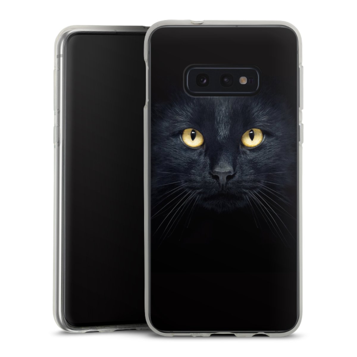 Galaxy S10e Handy Silikon Hülle Case transparent Handyhülle Eye Cat Black Silikon Case