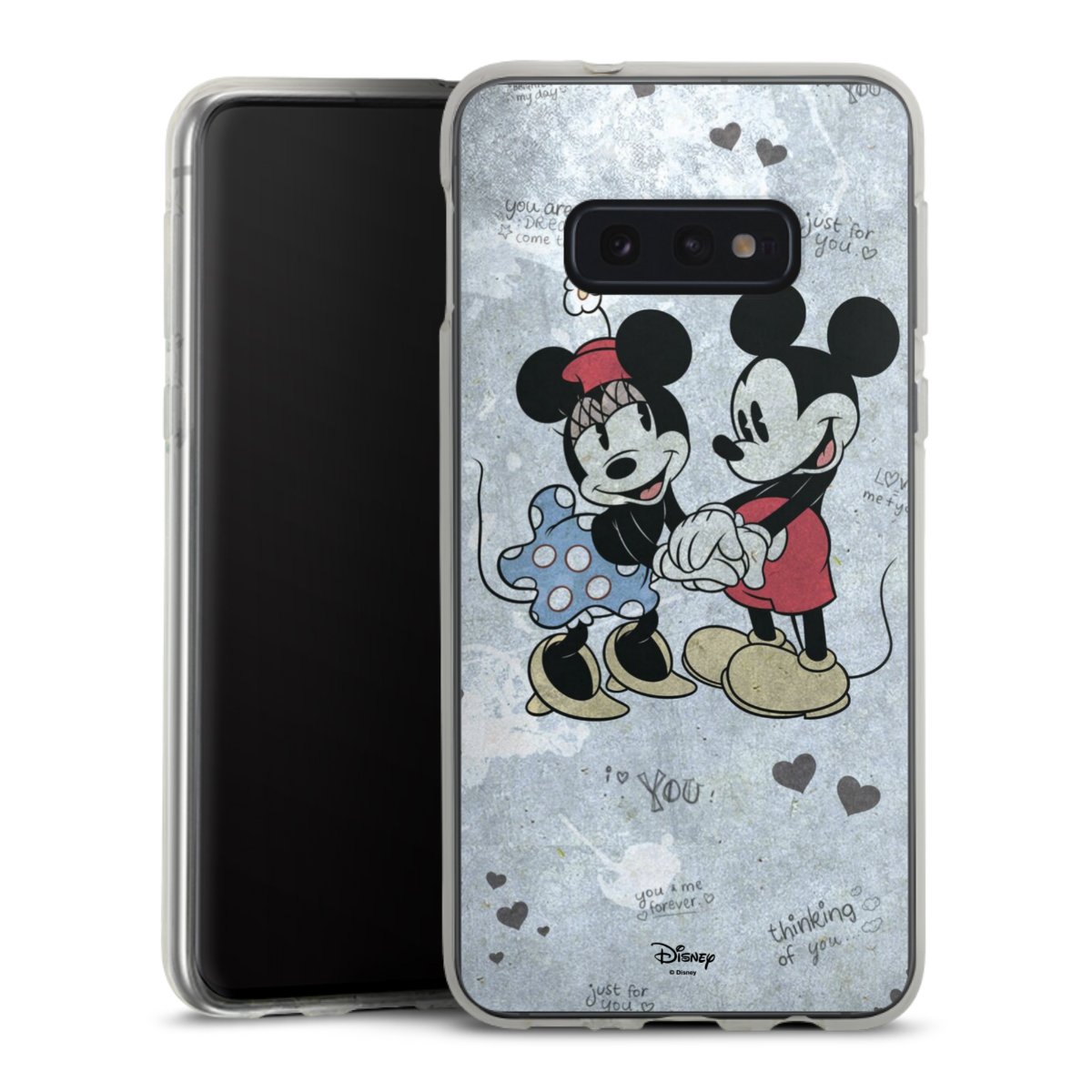 Galaxy S10e Handy Silikon Hülle Case transparent Handyhülle Mickey & Minnie Mouse Vintage Disney Silikon Case