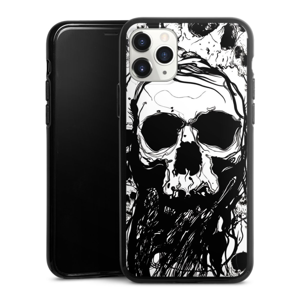 iPhone 11 Pro Handy Silikon Hülle Case schwarz Handyhülle Totenkopf Halloween