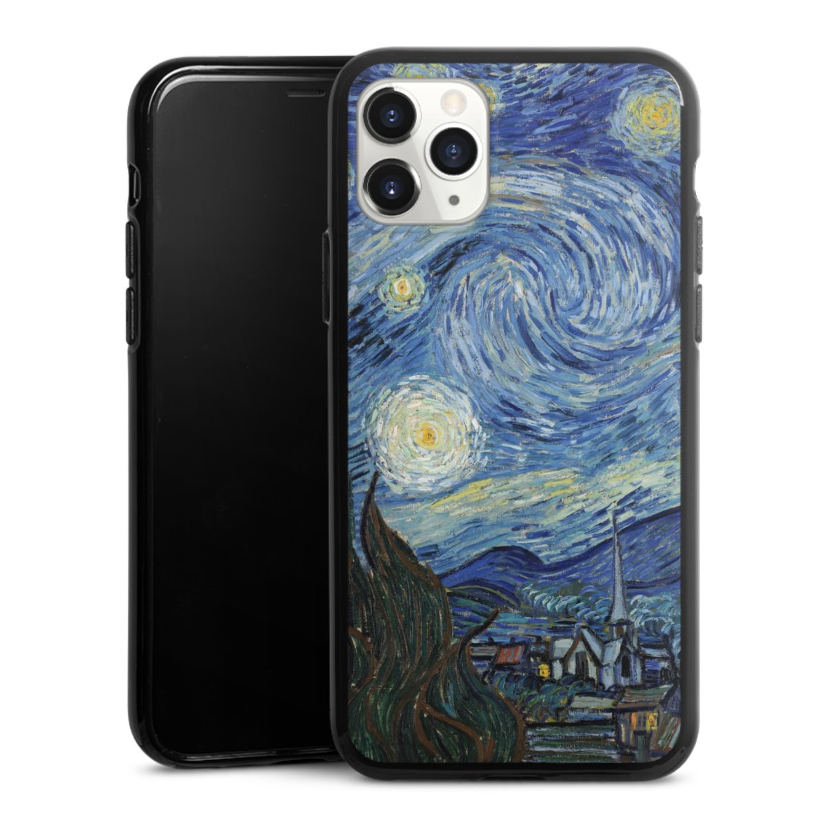 iPhone 11 Pro Handy Silikon Hülle Case schwarz Handyhülle The Starry Night Kunst Vincent Van Gogh