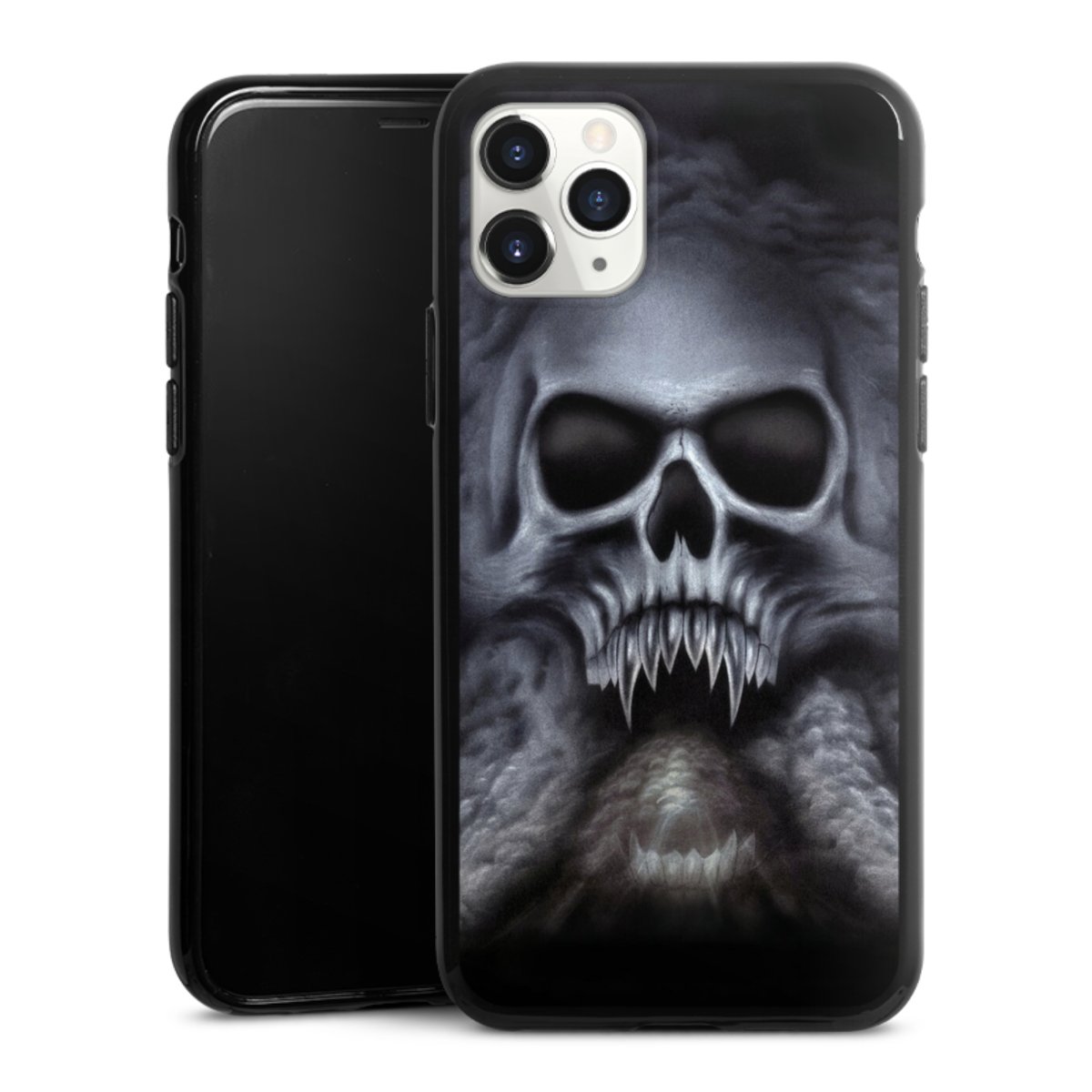 iPhone 11 Pro Handy Silikon Hülle Case schwarz Handyhülle Totenkopf Skull