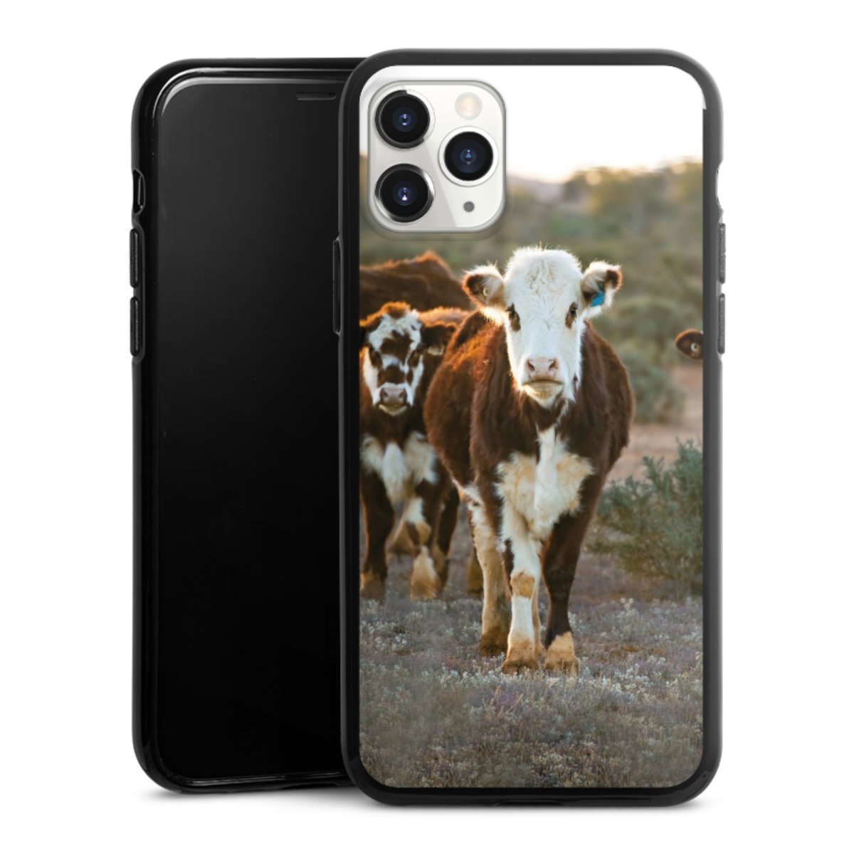 iPhone 11 Pro Handy Silikon Hülle Case schwarz Handyhülle Cow Farmer Calf