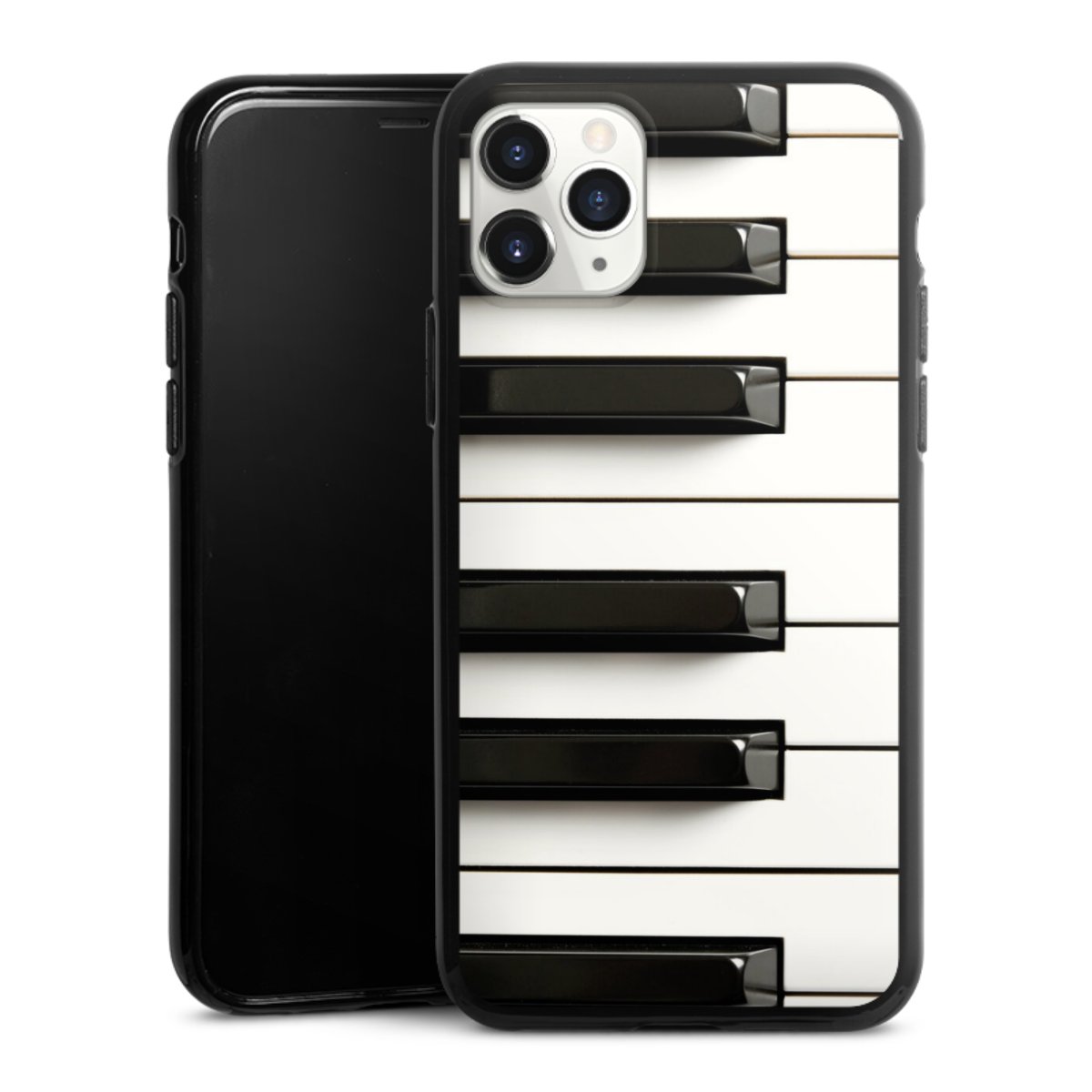 iPhone 11 Pro Handy Silikon Hülle Case schwarz Handyhülle Klavier Piano Music