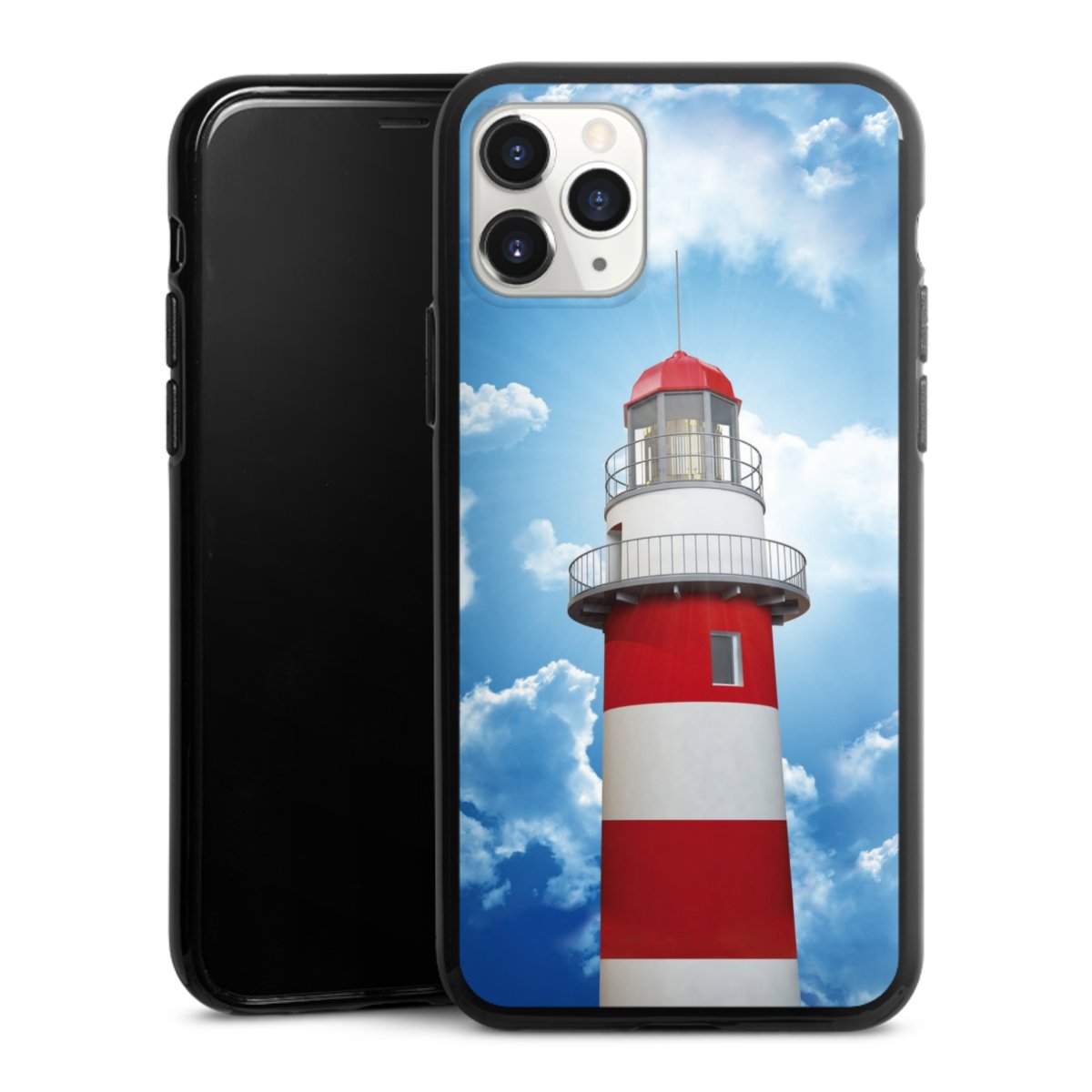 iPhone 11 Pro Handy Silikon Hülle Case schwarz Handyhülle Lighthouse Sky Cloud