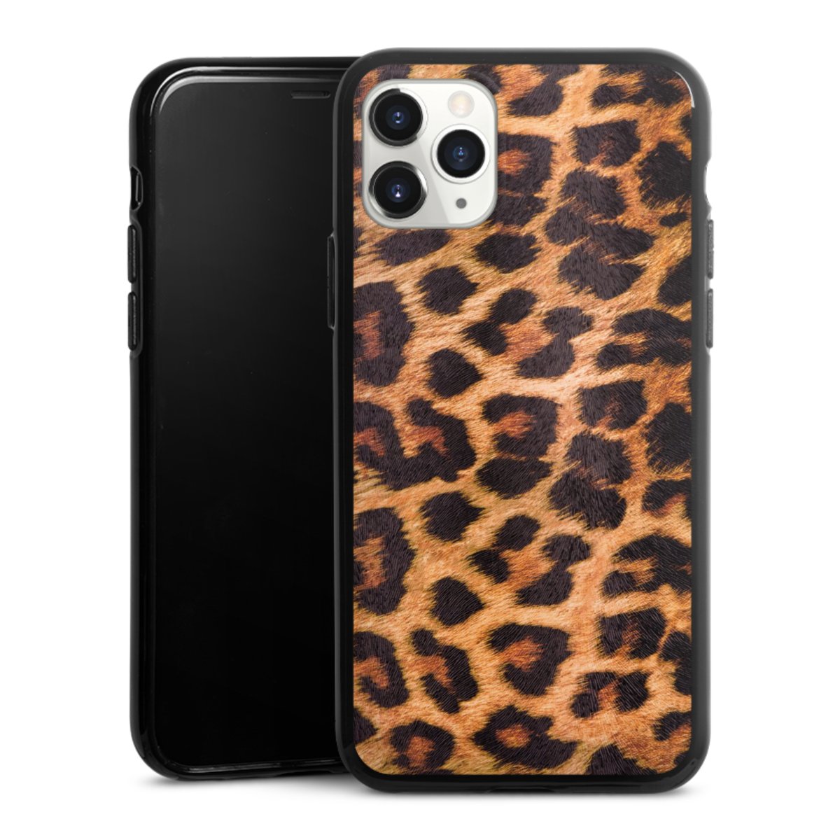 iPhone 11 Pro Handy Silikon Hülle Case schwarz Handyhülle Animal Print Leopard Fur