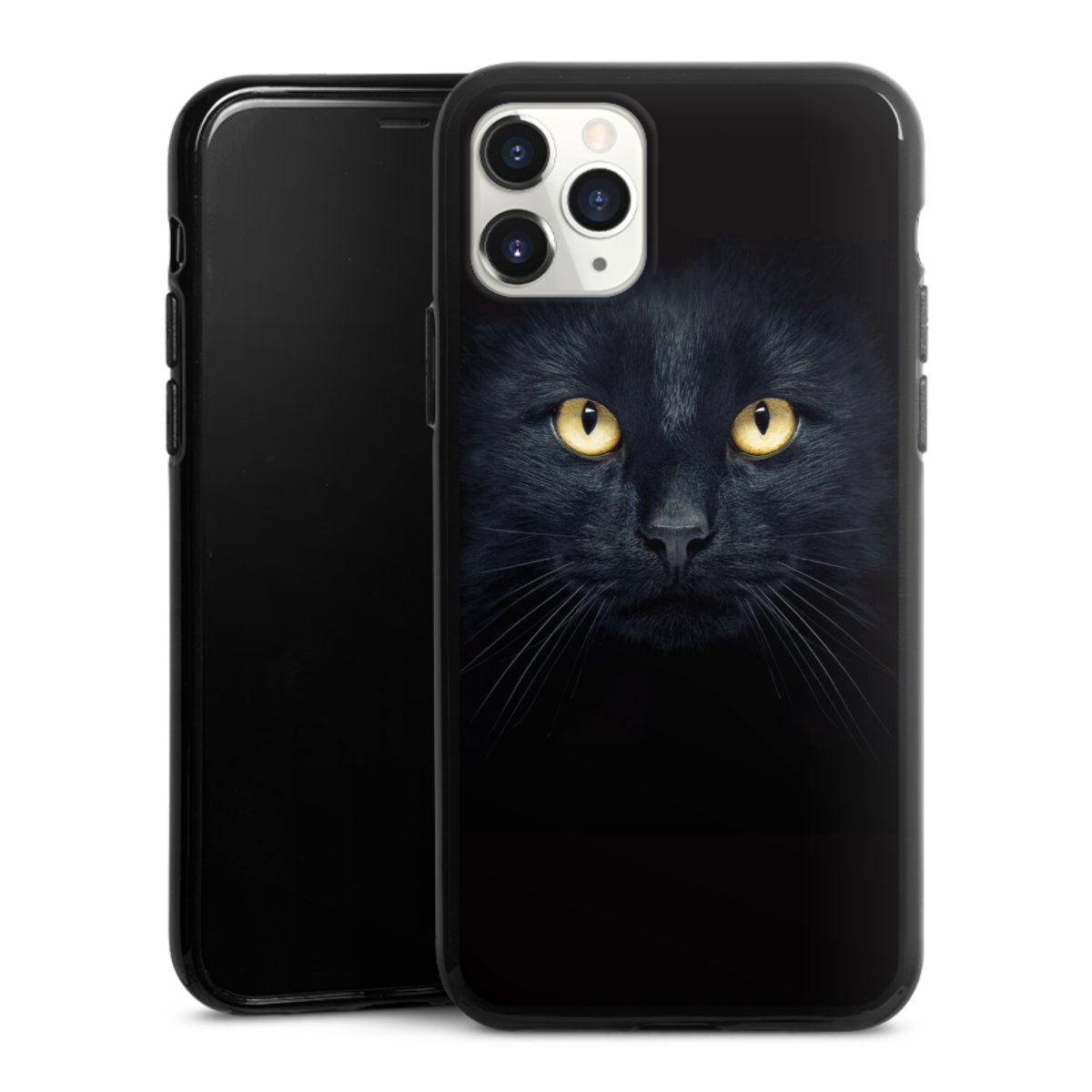 iPhone 11 Pro Handy Silikon Hülle Case schwarz Handyhülle Eye Cat Black