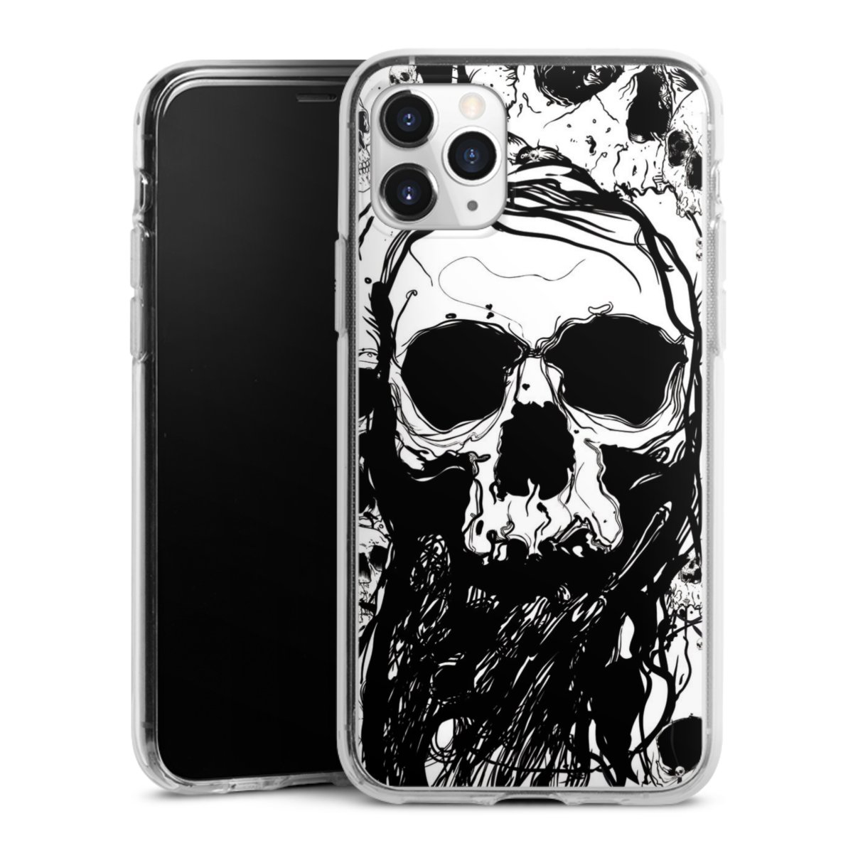 iPhone 11 Pro Handy Silikon Hülle Case transparent Handyhülle Totenkopf Halloween Silikon Case