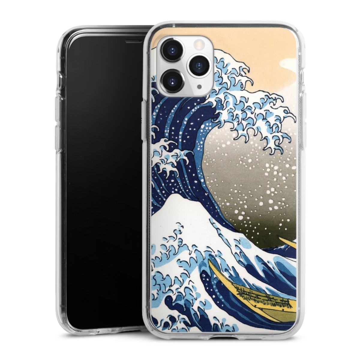 iPhone 11 Pro Handy Silikon Hülle Case transparent Handyhülle Kunst Katsushika Hokusai Die Große Welle Vor Kanagawa Silikon Case