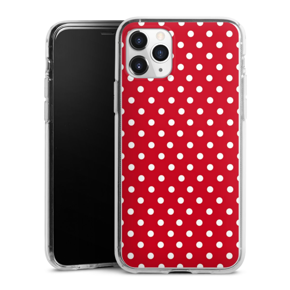 iPhone 11 Pro Handy Silikon Hülle Case transparent Handyhülle Points Polka Dots Retro Silikon Case