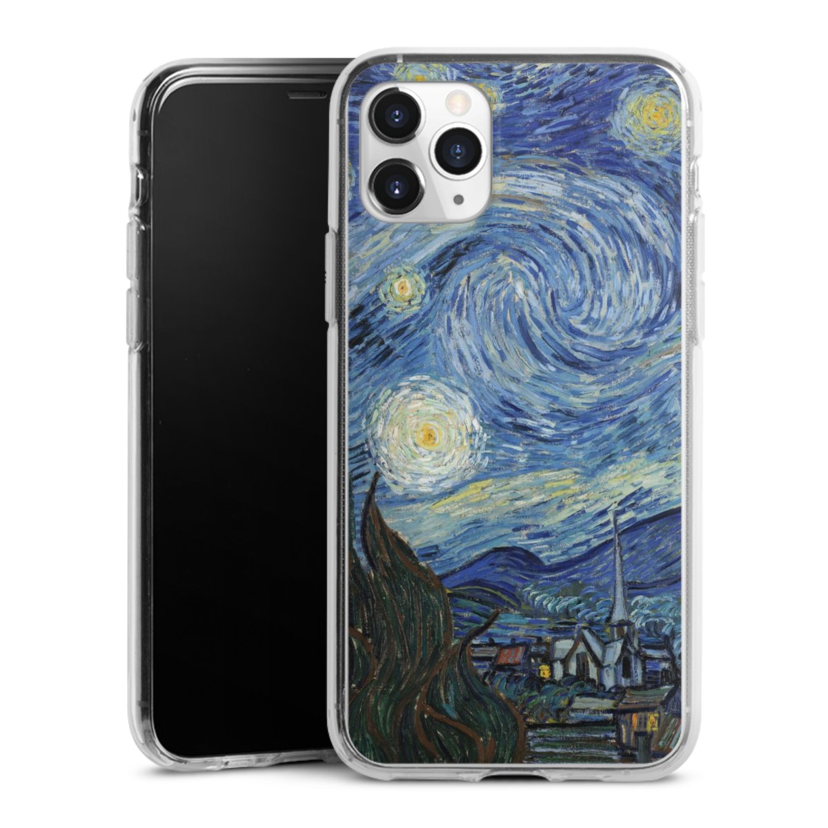 iPhone 11 Pro Handy Silikon Hülle Case transparent Handyhülle The Starry Night Kunst Vincent Van Gogh Silikon Case