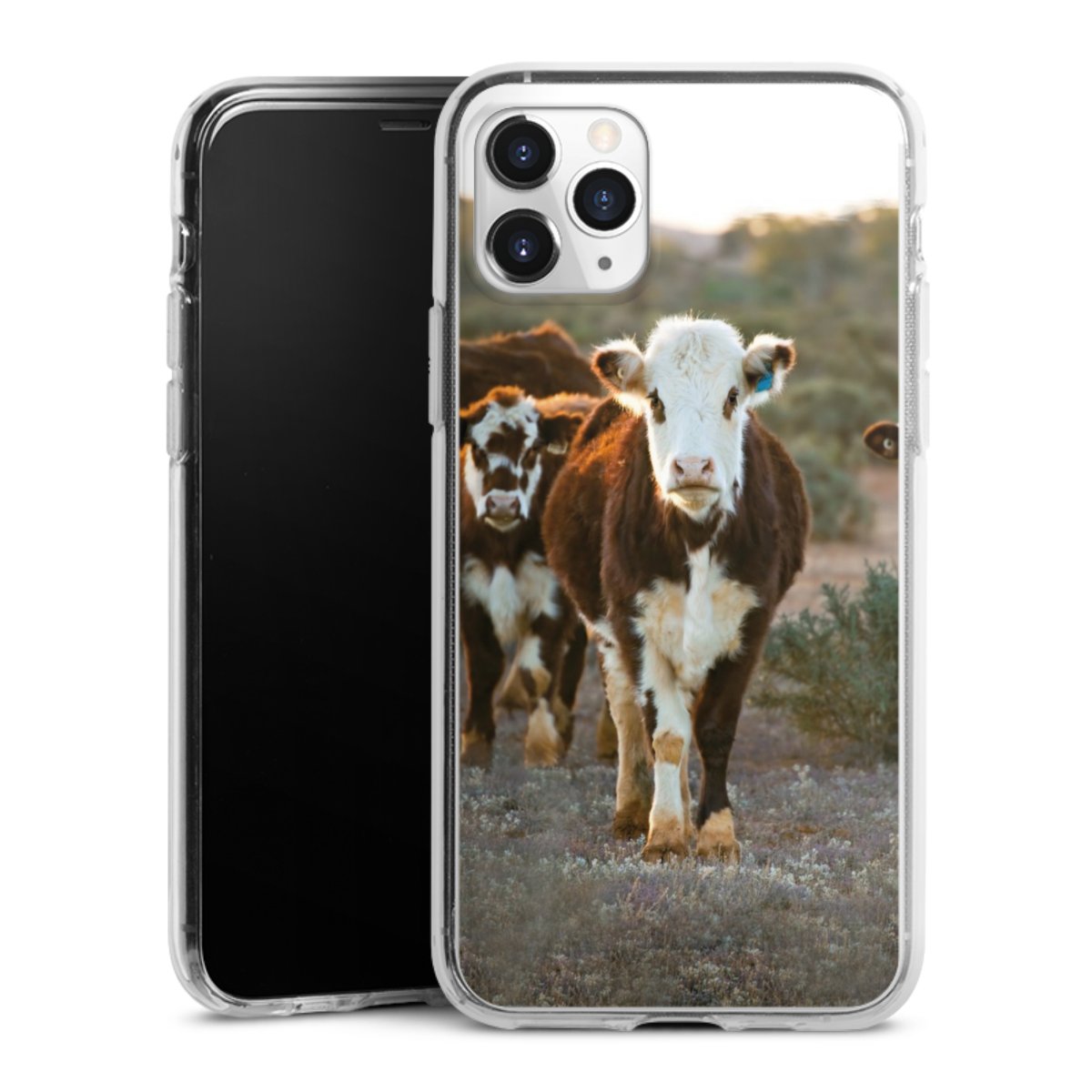 iPhone 11 Pro Handy Silikon Hülle Case transparent Handyhülle Cow Farmer Calf Silikon Case