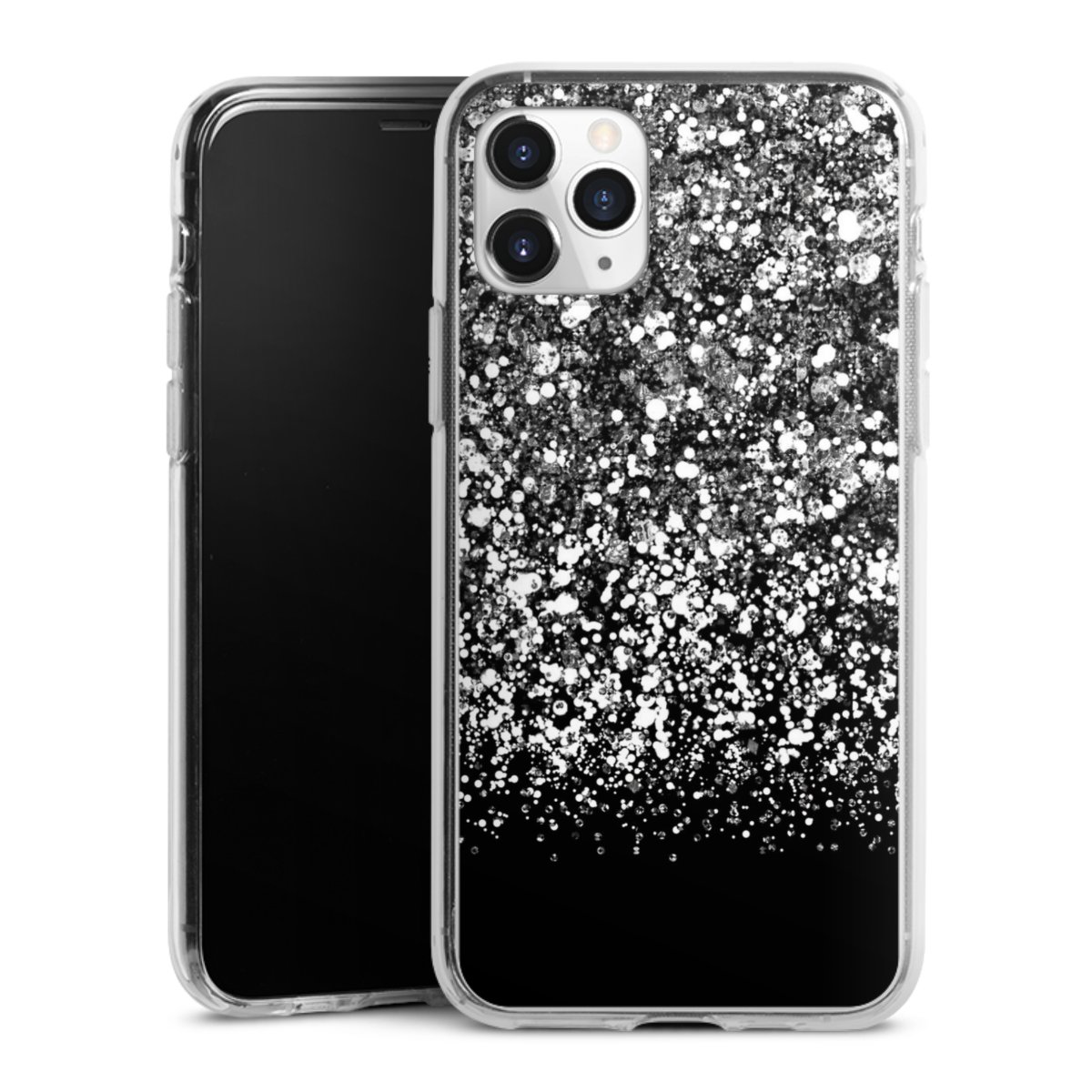 iPhone 11 Pro Handy Silikon Hülle Case transparent Handyhülle Glitzer Snowflake Muster Silikon Case