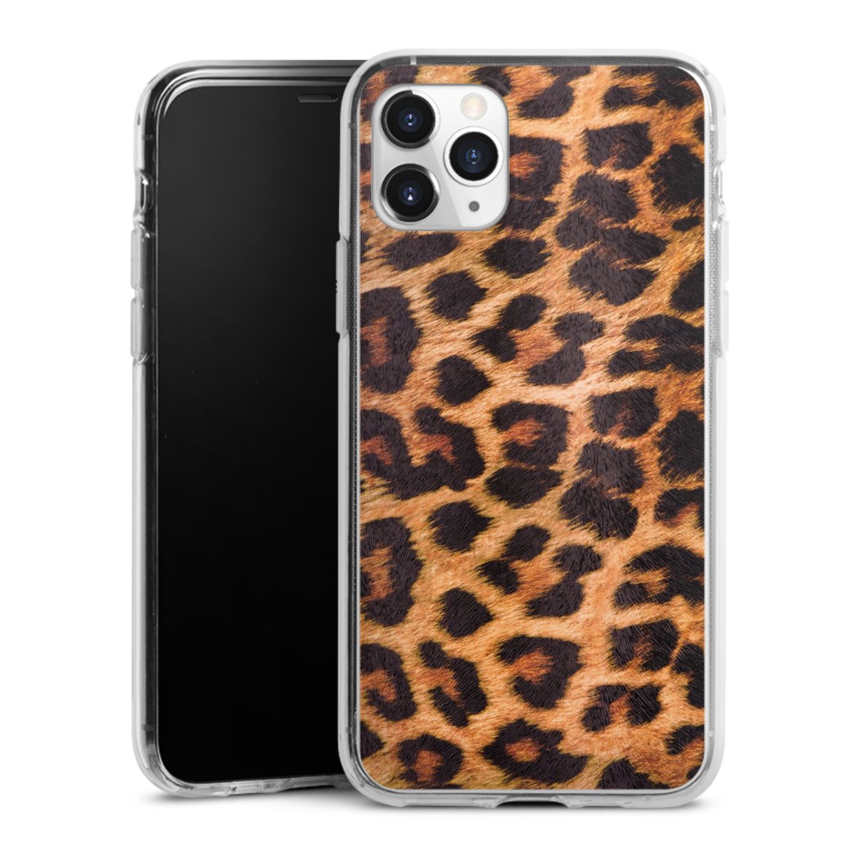 iPhone 11 Pro Handy Silikon Hülle Case transparent Handyhülle Animal Print Leopard Fur Silikon Case