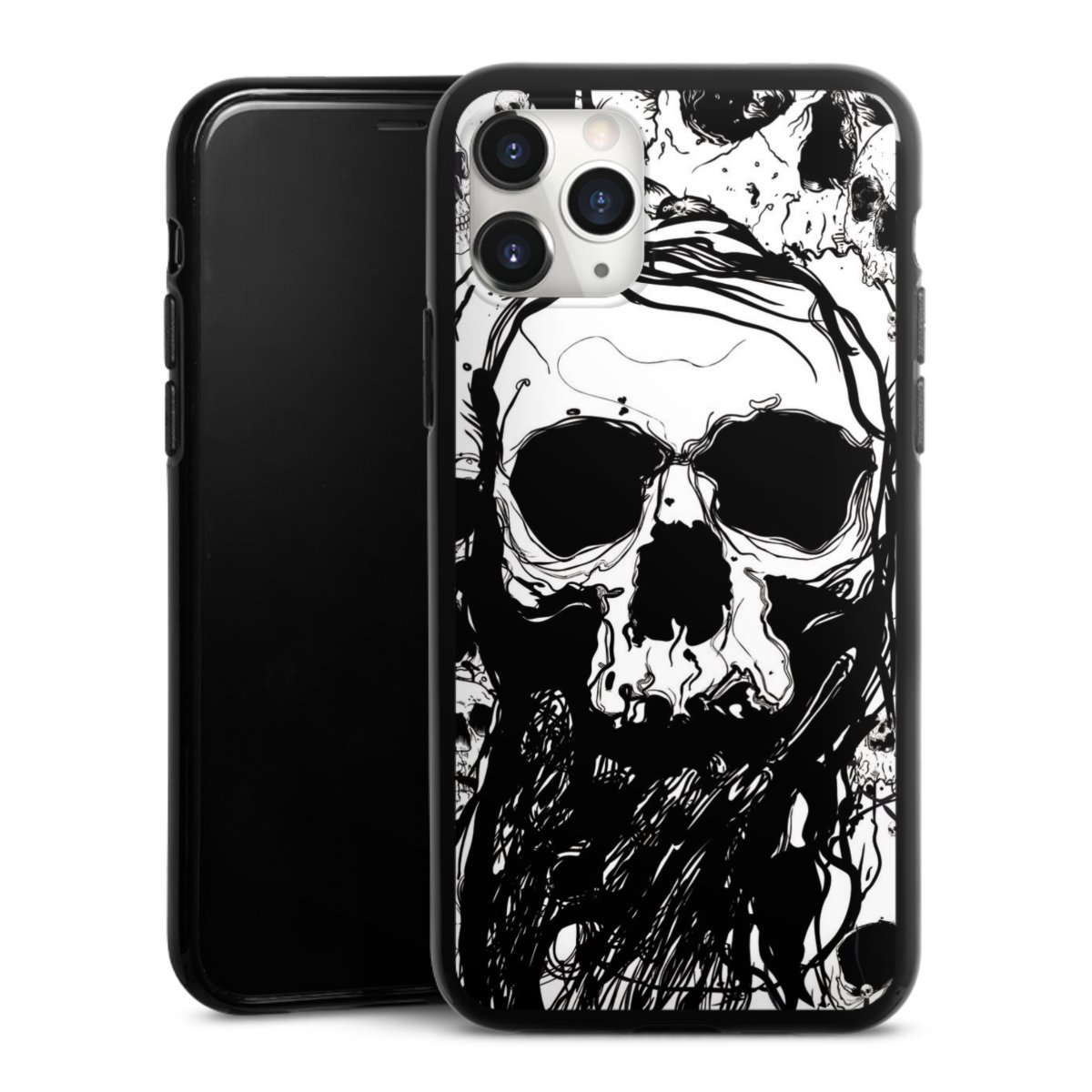 iPhone 11 Pro Max Handy Silikon Hülle Case schwarz Handyhülle Totenkopf Halloween