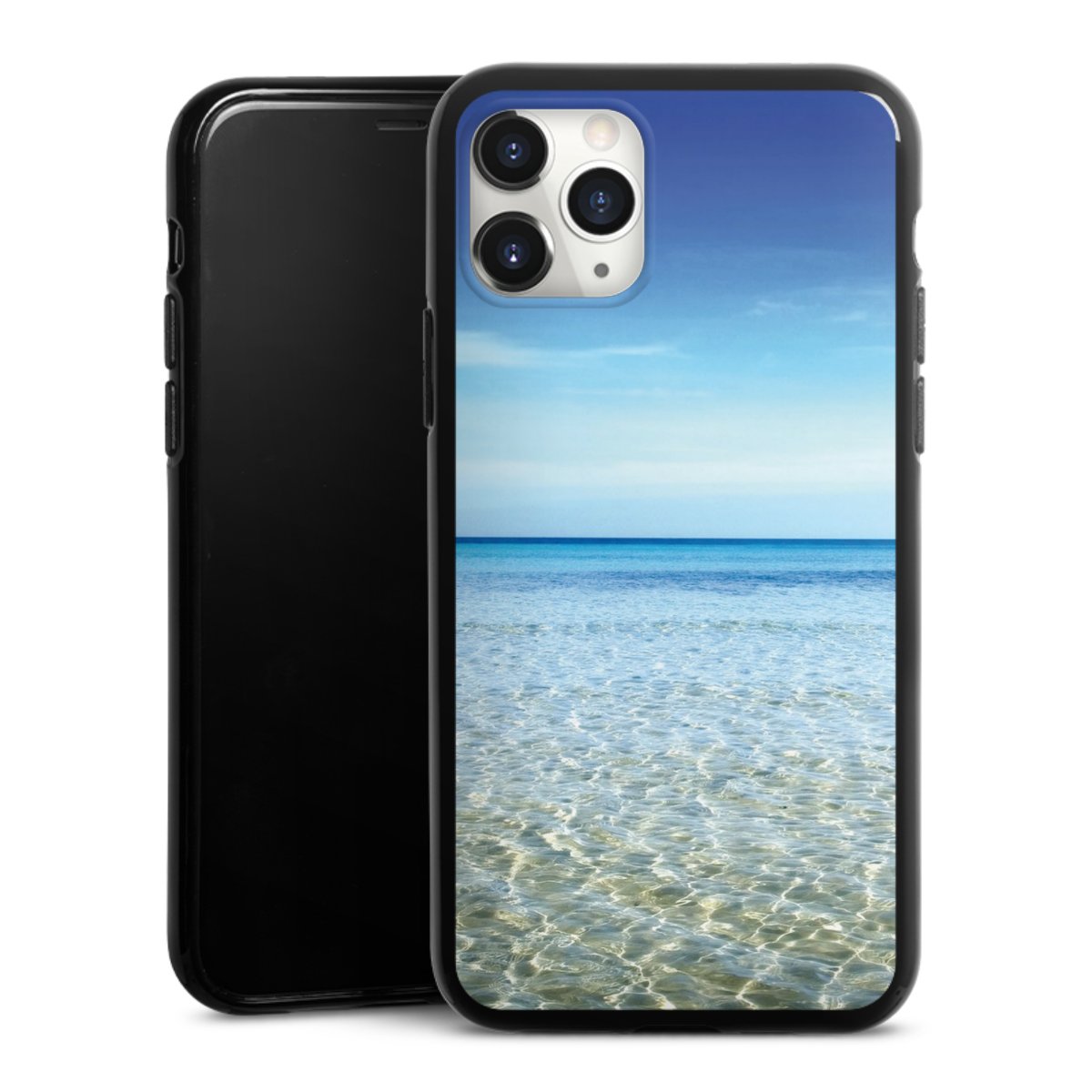 iPhone 11 Pro Max Handy Silikon Hülle Case schwarz Handyhülle Urlaub Sky Ocean