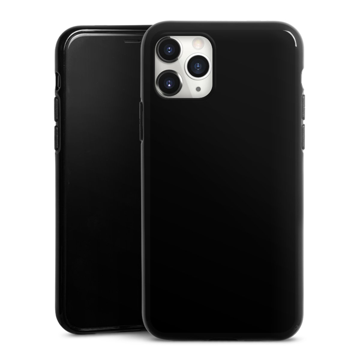 iPhone 11 Pro Max Handy Silikon Hülle Case schwarz Handyhülle Black Colour Unicoloured